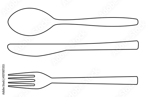 Cutlery outline icon. Knife, fork, spoon