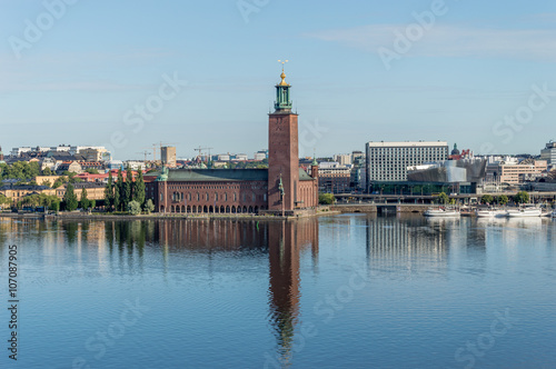 Photography Utsikt över Stadshuset från en utkiksplats på Söders höjder
