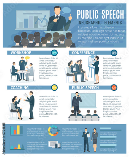 Public Speaking Infographic Elements Flat Poster