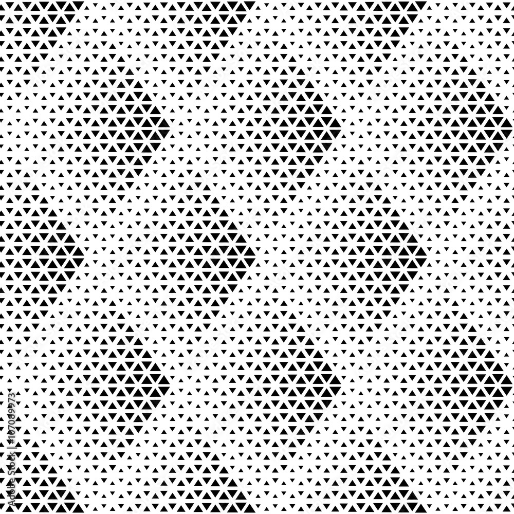 Vector seamless texture. Modern abstract background. Monochrome geometrical pattern of triangles.