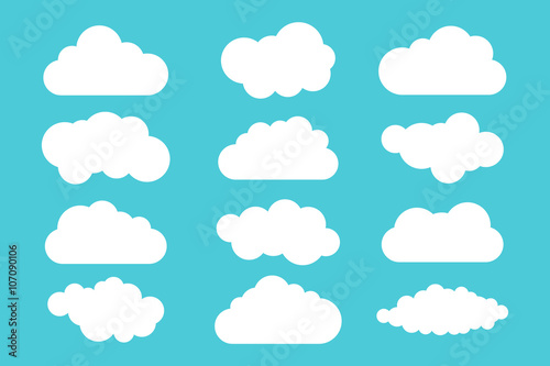 Simple cloud collection. Set of different clouds. Icons and logo cloud set. Design template.