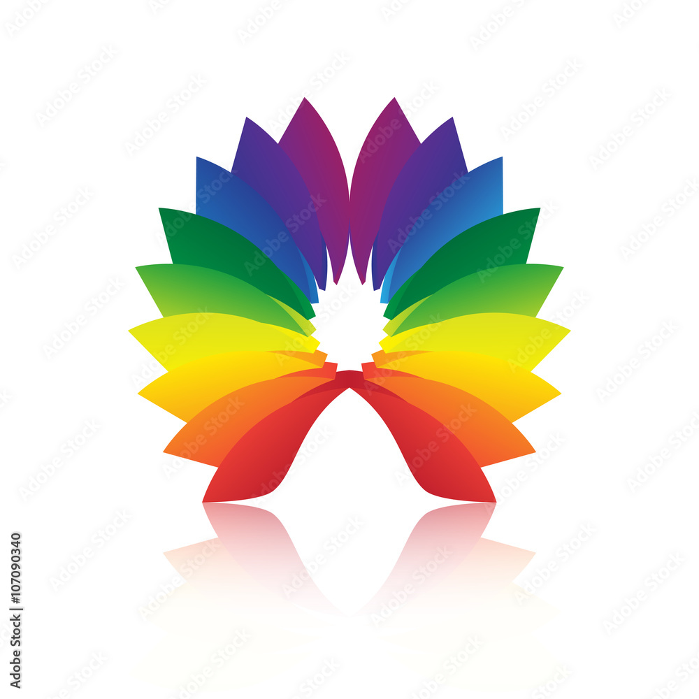 Abstract shape loop colorful icon with reflection, Vector illustration