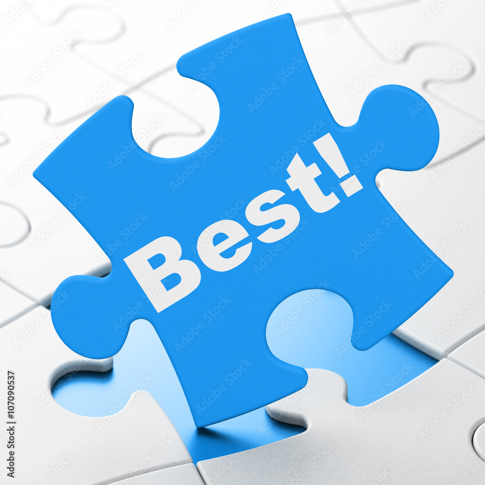 Finance concept: Best! on puzzle background Finance concept: Best! on puzzle background