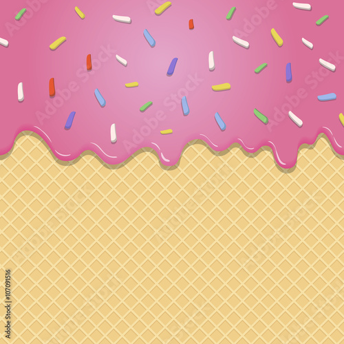 Flowing pink glaze on wafer texture seamless vector background 