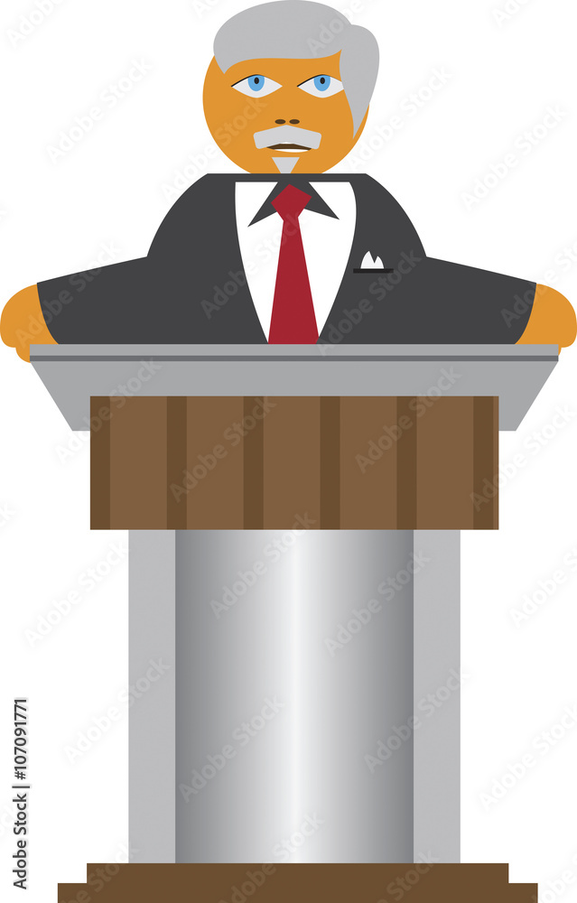 Obraz premium vector of businessman standing at lectern