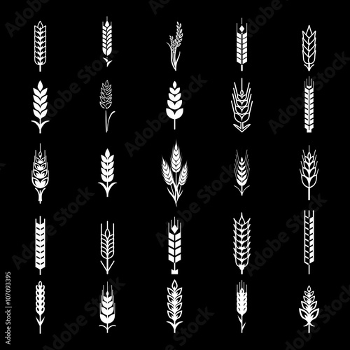 Wheat Ears Icons and Logo Set.