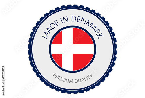 Made in Denmark Seal, Danish Flag (Vector Art)