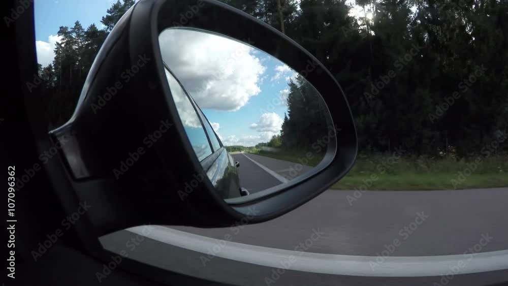 View of highway and forest reflected in car window shot through driven car, 4K View of highway and forest reflected in car window shot through driven car, 4K