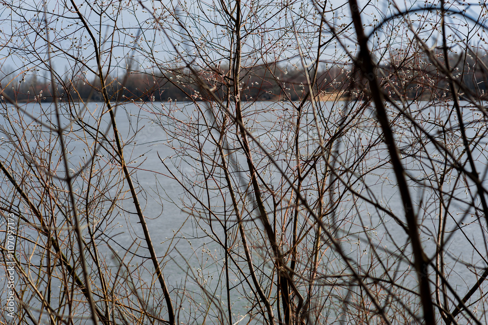 Nature background with spring landscape and melting ice at the lake. Nature background with spring landscape and melting ice at the lake.