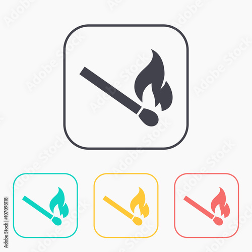 burning match vector color icon set