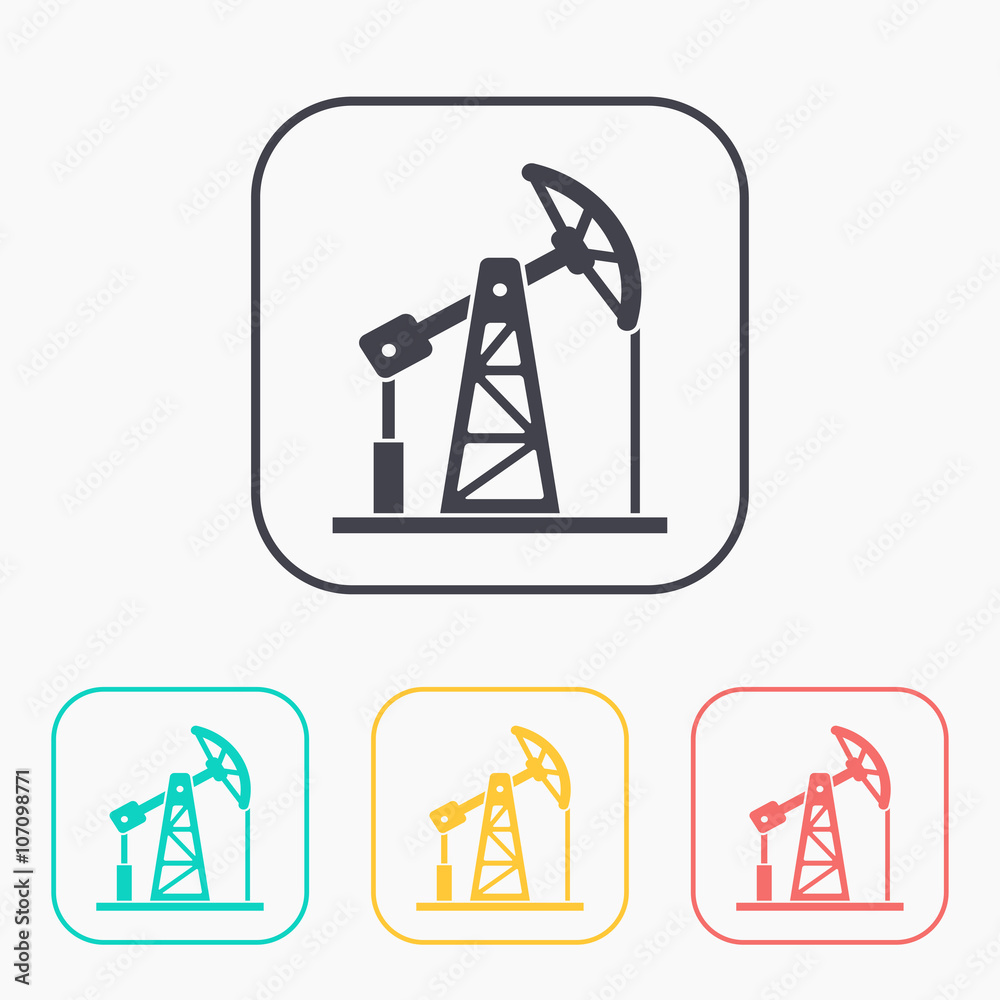 oil pump jack color icon set oil pump jack color icon set