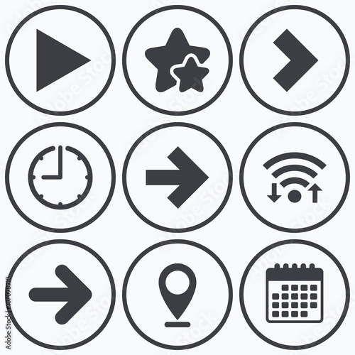 Arrow icons. Next navigation signs symbols.