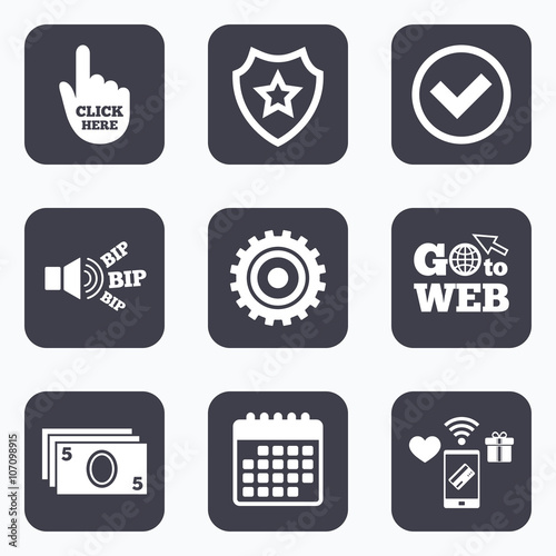 ATM cash machine withdrawal icons.