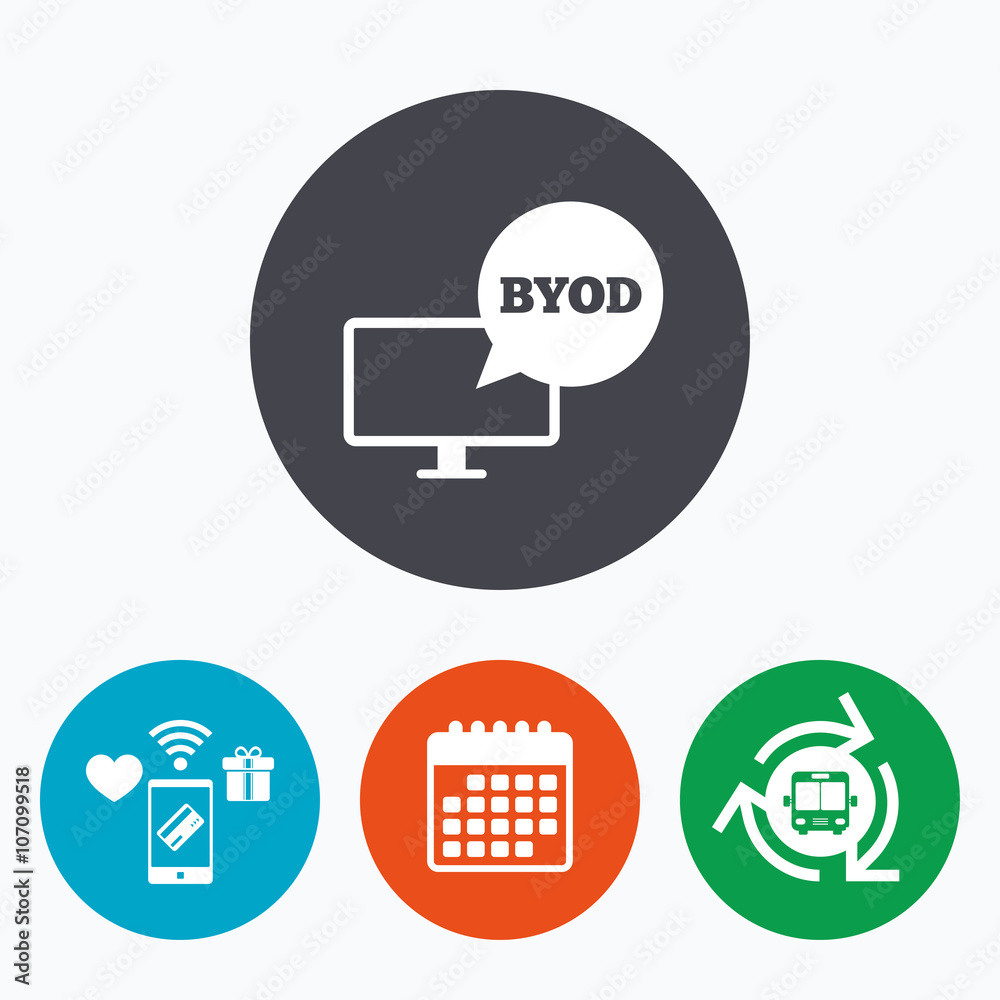 BYOD sign icon. Bring your own device symbol. BYOD sign icon. Bring your own device symbol.