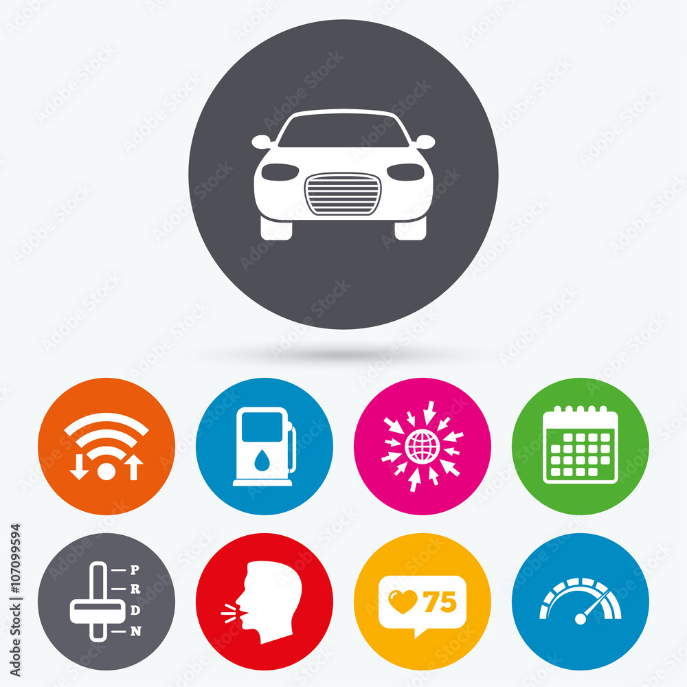 Transport icons. Tachometer and petrol station. Transport icons. Tachometer and petrol station.