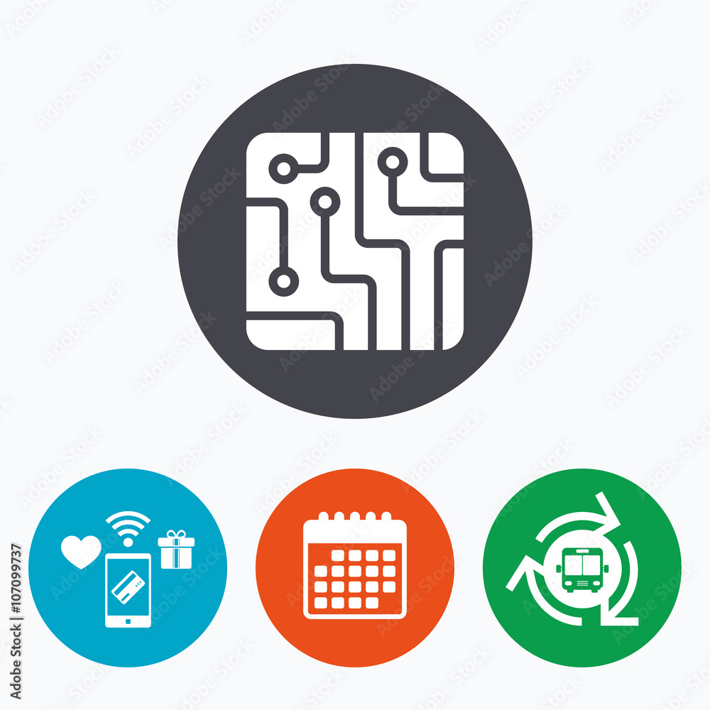 Circuit board sign icon. Technology symbol. Circuit board sign icon. Technology symbol.