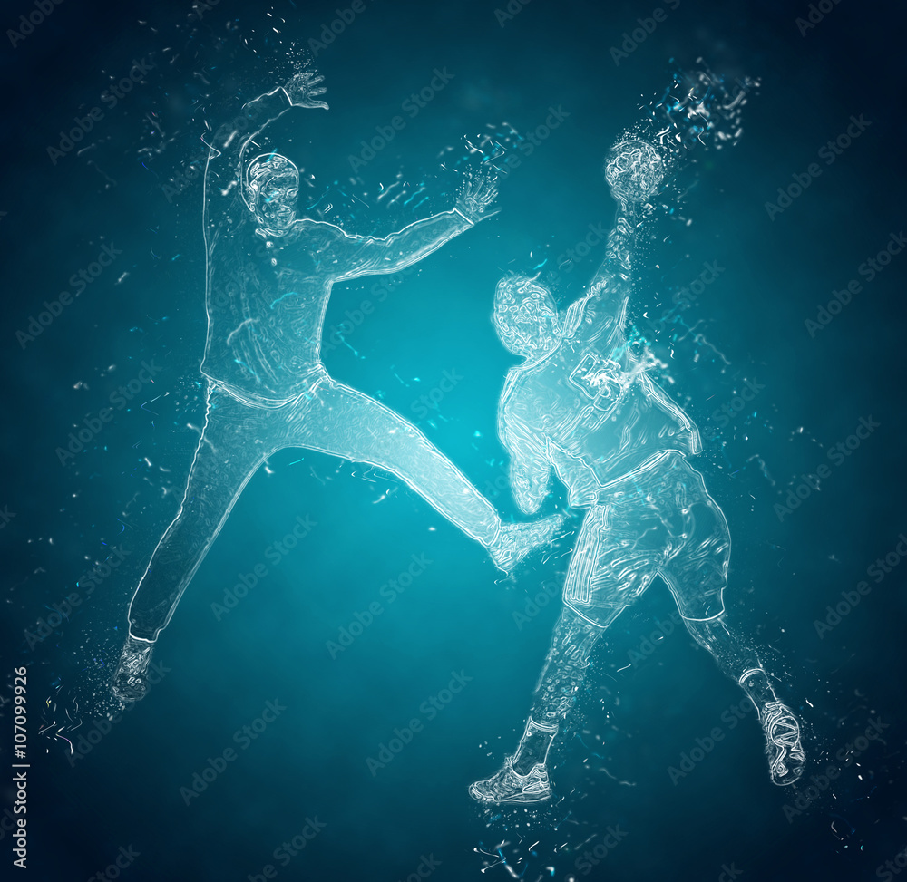 Fotografie, Plakater | Kjøp hos Europosters.noAbstract handball players in  action. Crystal ice effect
