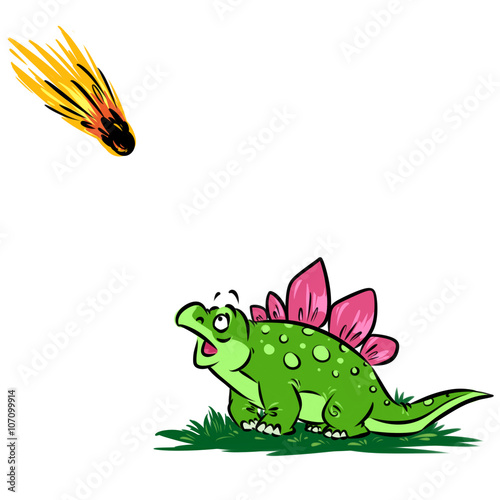 Dinosaur extinction version meteorite cartoon illustration animal character 