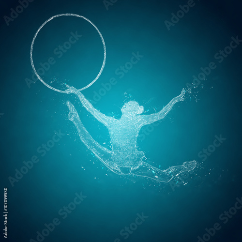 Abstract woman rhythmic gymnast in action. Crystal ice effect
