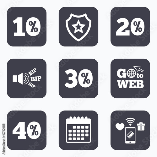 Sale discount icons. Special offer price signs.
