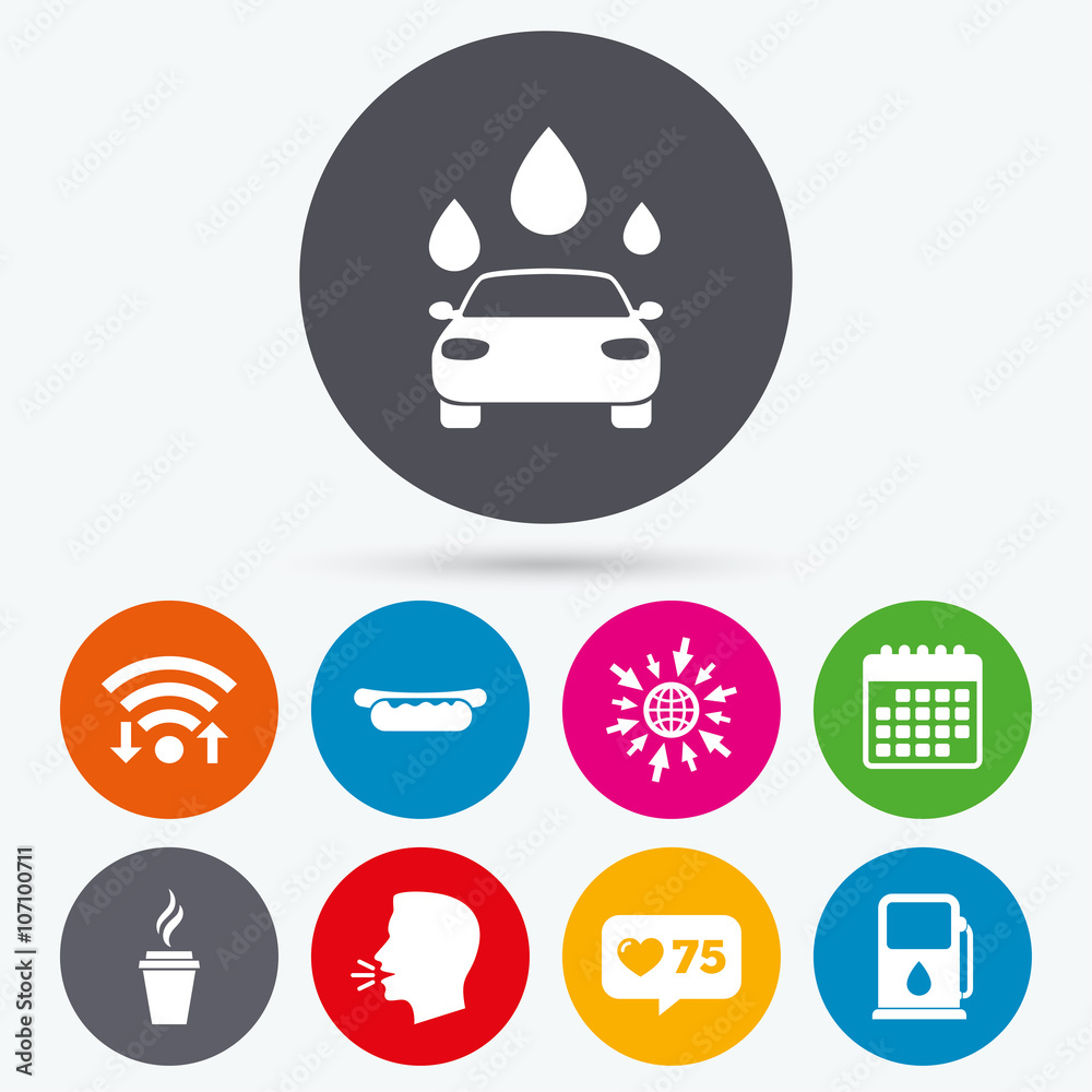 Petrol or Gas station services icons. Car wash. Petrol or Gas station services icons. Car wash.