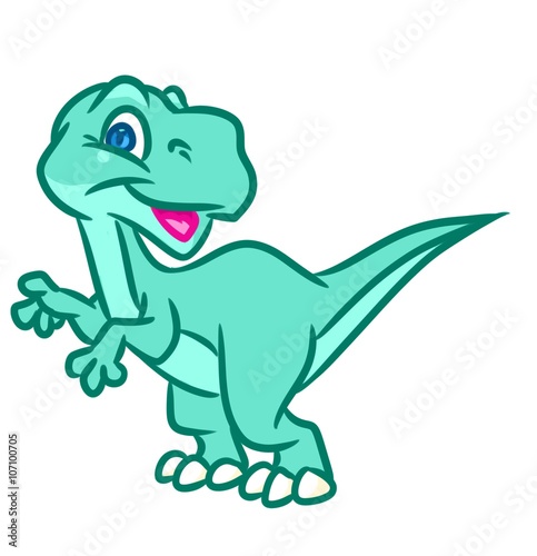 Little green dinosaur cartoon illustration isolated image animal character 