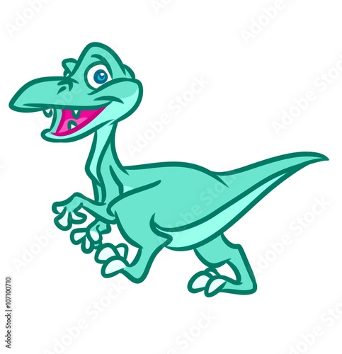 Little green dinosaur cartoon illustration isolated image animal character  © efengai