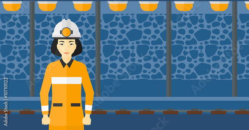 Confident miner in hardhat.
