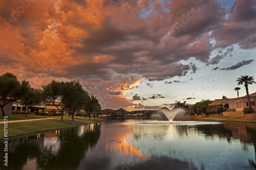 Marguerite Lake in Scottsdale Arizona at Sunset