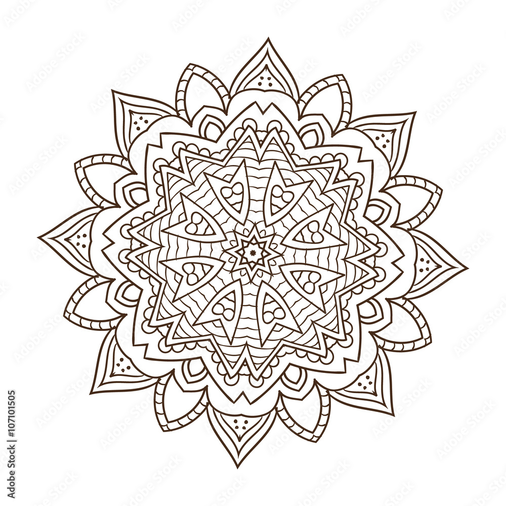 Abstract kaleidoscope Ornament round mandala. Geometric circle.