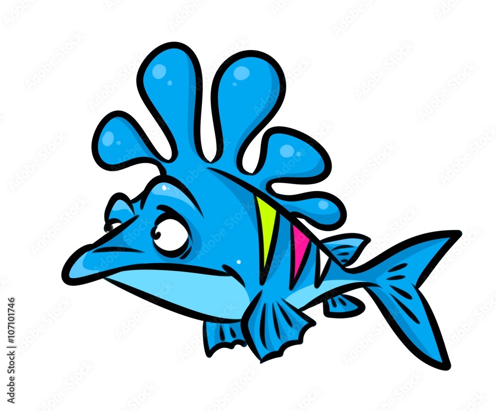 Fish Blue cartoon illustration isolated image animal character Fish Blue cartoon illustration isolated image animal character