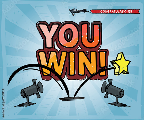 You Win hand drawn illustration.