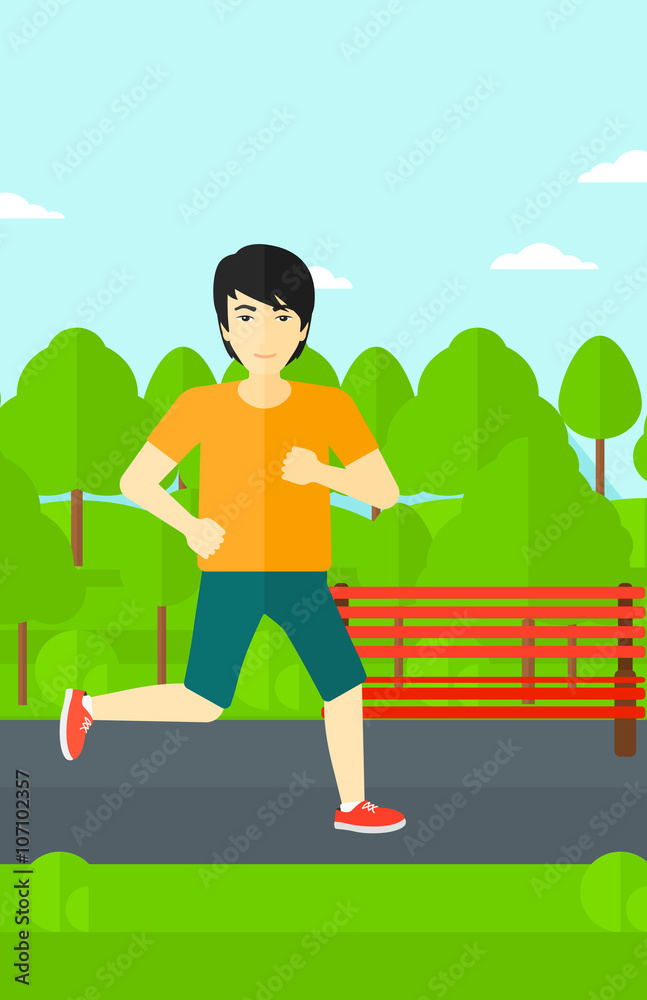 Sportive man jogging.