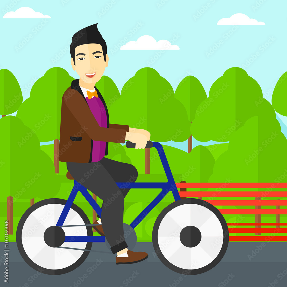 Man riding bicycle. Man riding bicycle.