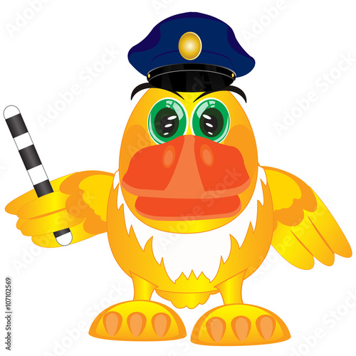 Bird police on white