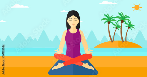 Woman meditating in lotus pose.