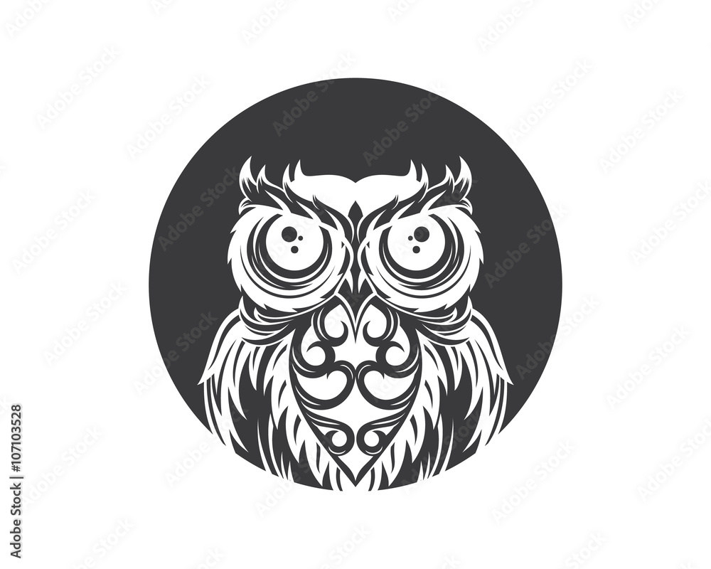 Abstract owl logo. Black owl vector .