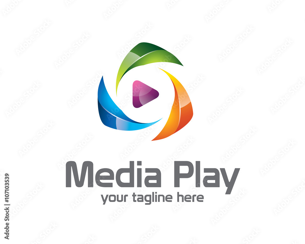 3D media play logo design. Colorful 3D media play logo vector. 3D media play logo design. Colorful 3D media play logo vector.