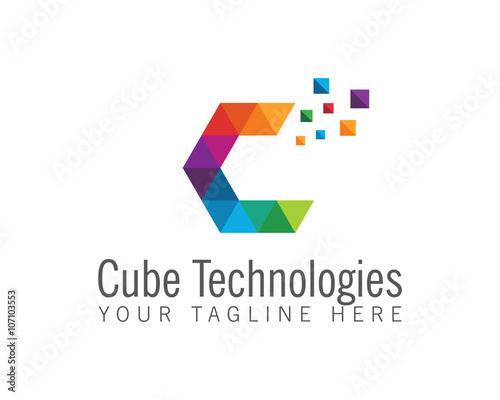 Business corporate letter C logo design vector. Colorful letter