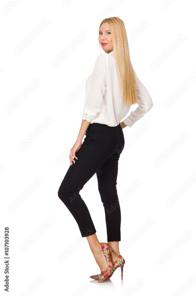 Woman wearing official casual style isolated on white Woman wearing official casual style isolated on white