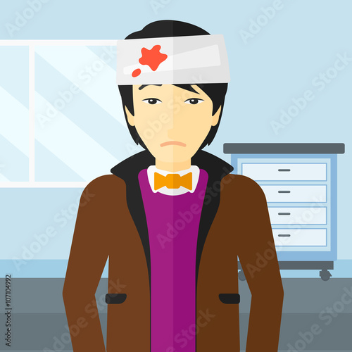 Man with injured head.