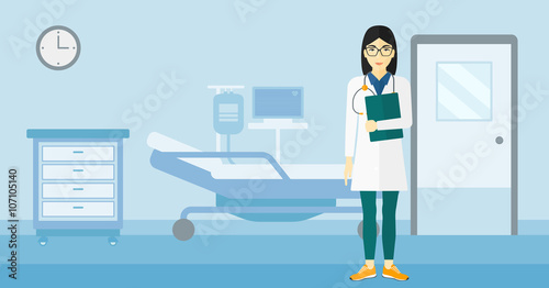 Doctor in hospital ward.