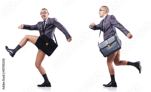 Composite photo of naked businessman on white