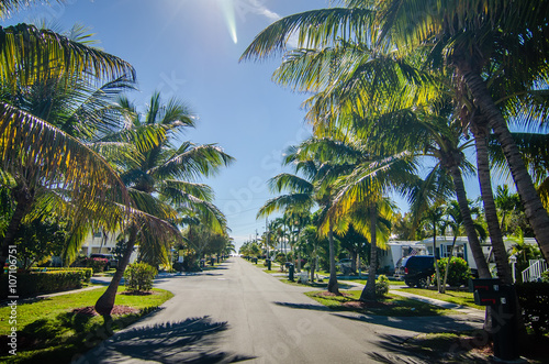 way to the beach with palm trees in key west florida