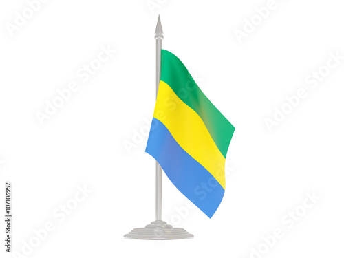 Flag of gabon with flagpole. 3d render