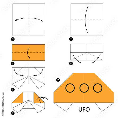 Step by step instructions how to make origami UFO.