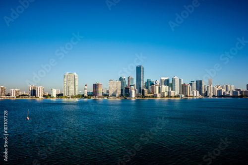 Miami Florida city skyline morning with blue sky © digidreamgrafix