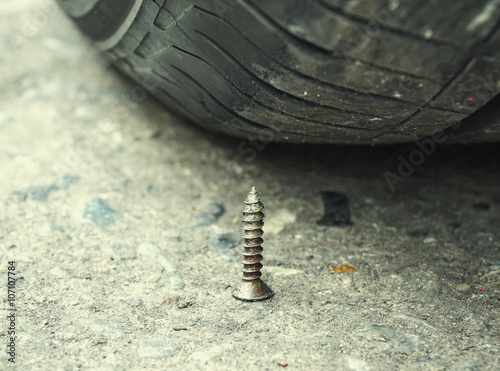 Metal spike and tire