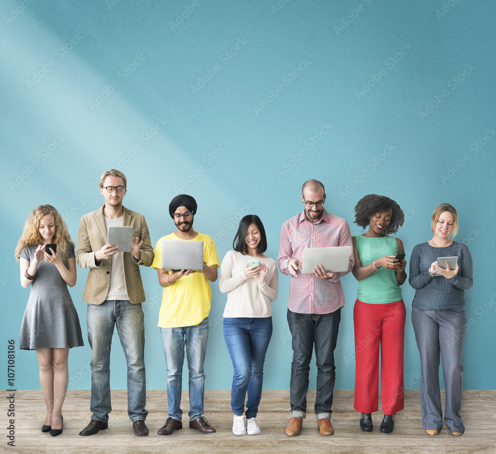 Obraz premium Group of People Connection Digital Device Concept