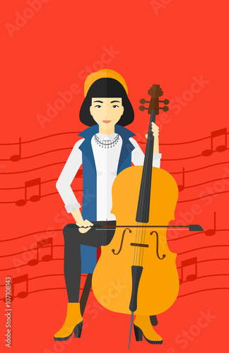 Woman playing cello.